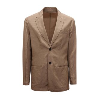 Armani Blazers, male, Beige, Size: M Giacca Sfoderata Viscose/Linen Jacket