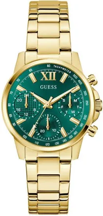 Guess Bailey Chronograph Bracelet Watch, 36mm in Gold Tone/green at Nordstrom