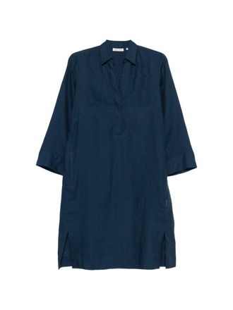 Archivio 67 Archivio 67 Womens V-Neck Side Slits Linen Chemisier Dress
