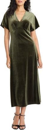 Maggy London Deep V-Neck Velvet Midi Dress in Rosin at Nordstrom Rack, Size 10