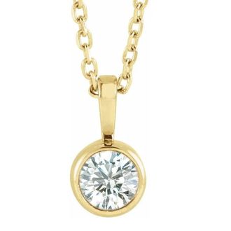 Pompeii3 1/5Ct Diamond Solitaire Necklace Bezel Pendant Available in White Or Yellow Gold