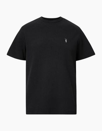 AllSaints Mens AllSaints Esum Mens T Shirts Waffle Texture Crew Neck Short Sleeve Summer Tee - Black - Size: 34