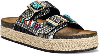 Azalea Wang Kaylum Embellished Platform Slide Sandal in Black Multi at Nordstrom, Size 6.5