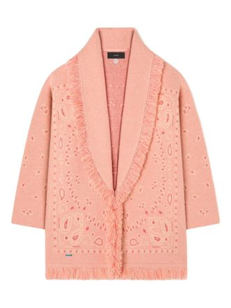 Alanui Bandana jacquard fringed cardigan - Pink