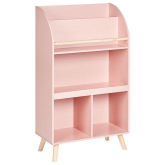 Beliani Estanter&iacute;a De 3 Baldas Para Habitaci&oacute;n Infantil De Madera De Pino Mdf Patas De Madera Rosa Pastel Liloet