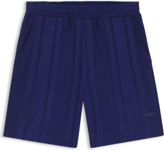 BOSS Cotton-jersey shorts with matte and lustrous stripes