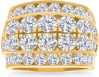 Pompeii3 7Ct Diamond Mens Four Row Anniversary Ring in 10k Yellow Gold