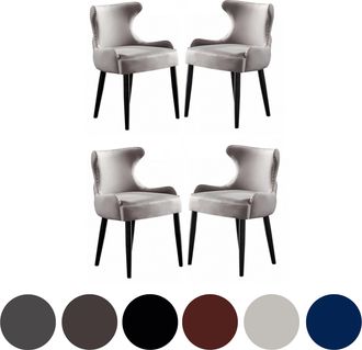 Life Interiors Life Interiors - Juego De 4 Sillas De Comedor De Terciopelo Oxford Lux - Silla Tapizada Para Comedor, Cocina - Gris Claro
