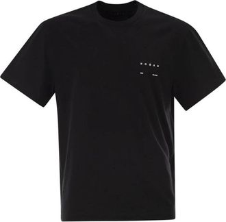 Hogan T-shirt met ronde hals en logodetail - Heren - T-shirts - Zwart - S - Katoen - Tops