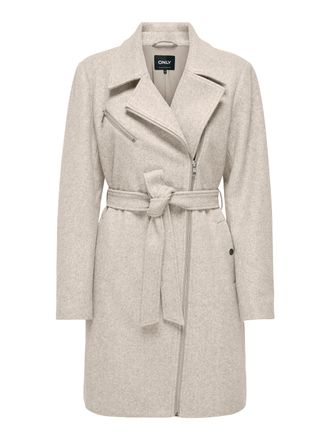 Only Kurzmantel ONLY ONLEMILY ZIP BIKER COAT OTW, Damen, Gr. M, pumice stone detail:melange, Web, Obermaterial: 100% Polyester, meliert, regular fit kniefr