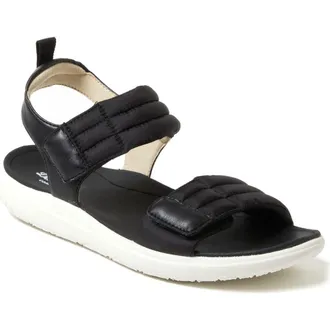 Dearfoams Thea Quarter Strap Sandal in Black at Nordstrom, Size 6.5