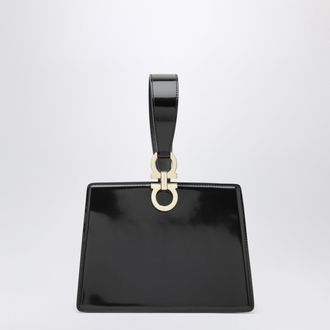 Ferragamo Black double Gancini mini clutch