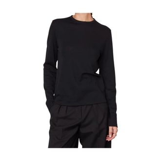 Officine Générale Long Sleeve Tops, female, Black, Size: XS Long Sleeve Round Neck Shirt