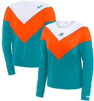 WEAR by Erin Andrews Womens WEAR by Erin Andrews Aqua/Orange Miami Dolphins Chevron Tri-Blend Long Sleeve T-Shirt at Nordstrom, Size Xx-Large