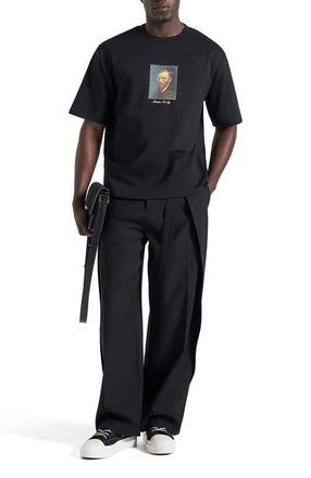 Mani&egrave;re De Voir Anders Cafe Terrace At Night Cotton T-Shirt in Black at Nordstrom, Size X-Large