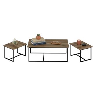 Dmora Mesa De Centro Calco, Set De 3 Piezas Modulares, Forma Rectangular, Superficie Marr&oacute;n, 90x60x42h Cm Marr&oacute;n Nogal