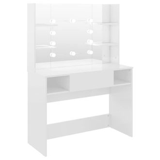 Berkfield Home Makeup Table with LED Lights 100x40x135 cm MDF Shining White | Size: 100 x 40 x 135 cm