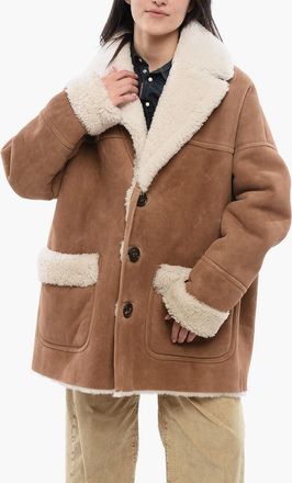 Dsquared2 3-Button Shearling Coat with Patch Pockets Dsquared2