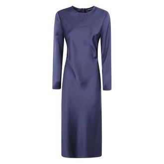 Emporio Armani Abito midi in tecno twill effetto satin - - Dresses - Donna - Blu - L