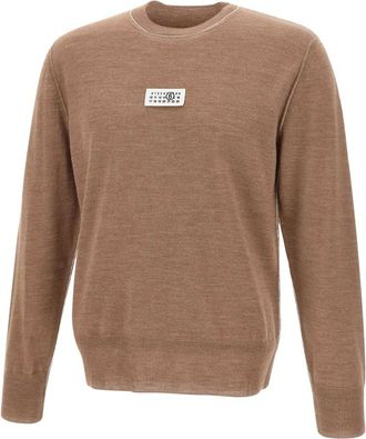 Maison Margiela Truien & Vesten, Heren, Bruin, XL, Wol, Numeric Gebreide Trui