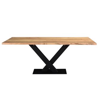Miliboo Mesa De Comedor Industrial Rectangular De Madera De Acacia Maciza Y Metal Negro 200 Cm Valley