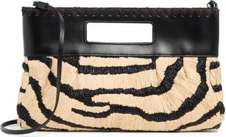 Staud Lena Raffia Clutch in Zebra Raffia at Nordstrom