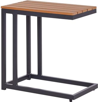 Beliani Beliani - Garden Table Outdoor Side Table Plastic Wood Light and Black Frame Messina