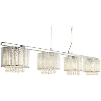 Searchlight Lampadario Contemporaneo Elisa Ii Acciaio Cromo Alluminio Argento 4 Luci G9