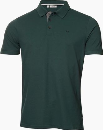 Calvin Klein Mens Embroidered Collared Neck Short Sleeve Polo Shirt - Green - Size: 36