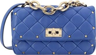 Valentino Garavani Tassen, Dames, Blauw, ONE Size, Leer, Chique blauwe crossbodytas met gewatteerde details