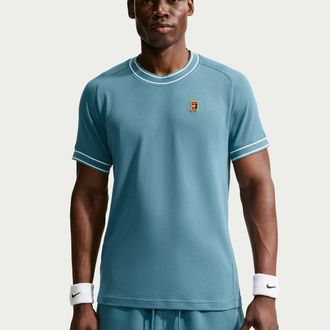 Nike Mens Court Heritage Short-Sleeve Tennis Top in Blue | FN0318-006