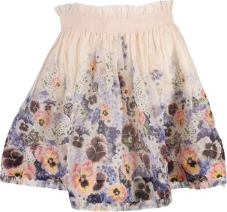 Zimmermann Tama Floral-Print Mini Skirt in Multicolor Linen