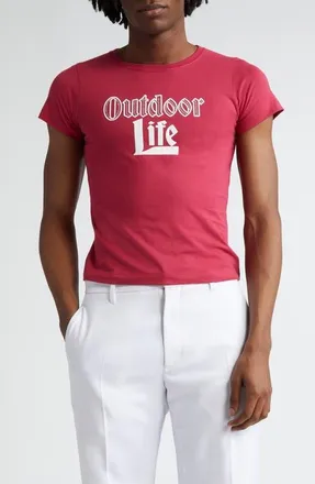 Stockholm Surfboard Club Outdoor Rhinestone Organic Cotton Fitted T-Shirt in Pink at Nordstrom, Size Medium