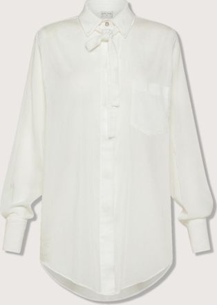 Forte_Forte Womens Cotton-Silk Shirt With Velvet Collar In White
