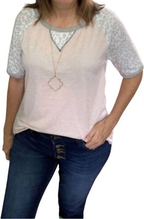 Bibi Womens Animal Print Sleeve Top In Blush