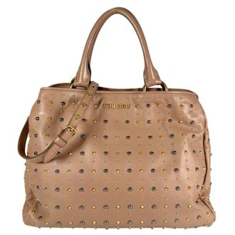 Miu Miu Pink Beige Leather Handbag Tote Bag (Pre-Owned)