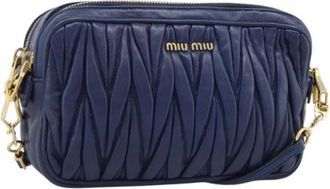Miu Miu Tweedehands leren schoudertassen - Dames - Vintage Schoudertas - Blauw - ONE Size - Vintage