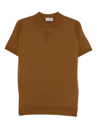 John Smedley Payton buttoned short-sleeve polo shirt - men - Merino - M - Brown