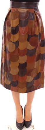 Dolce & Gabbana Leren Patchwork Midi Rok