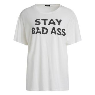 R13 Tops, Dames, Wit, M, Katoen, Geprint katoenen T-shirt