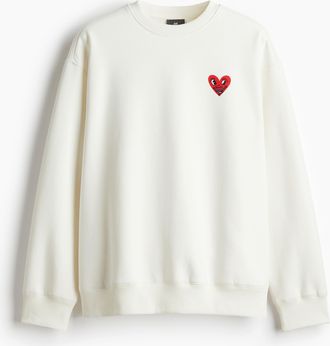 H&M Sweatshirt in Loose Fit - White