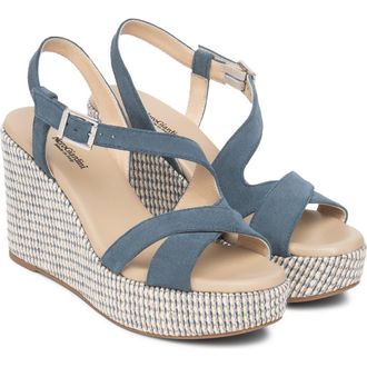 Nero Giardini Slingback Platform Wedge Sandal in Denim at Nordstrom, Size 10Us