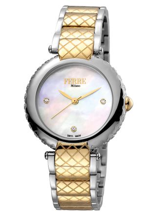 Gianfranco Ferre Womens White MOP Dial Stainless Steel Watch