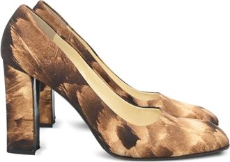 Prada 100mm printed block-heel pumps - Brown