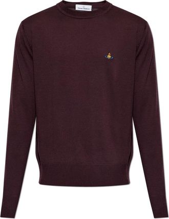 Vivienne Westwood Alex Wol Trui - Heren - Ronde hals truien - Paars - XL - Wol - Truien & Vesten