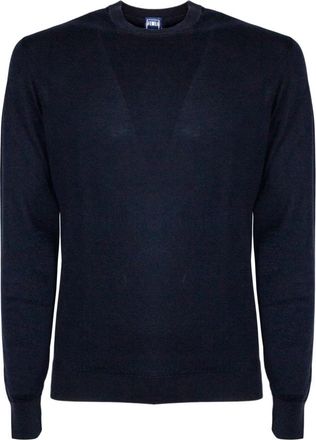 Fedeli Cotton Crewneck Sweater - Heren - Ronde hals truien - Blauw - XL - Katoen - Truien & Vesten