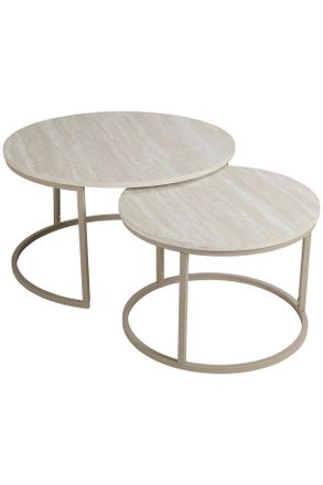 home24 Couchtischset, Hellgrau, Metall, Holzwerkstoff, 2-teilig, rund, C-Form, rund, 60-80x42-45x60-80 cm, einfacher Aufbau, Wohnzimmer, Wohnzimmertische, Co