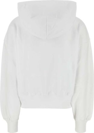 Gucci Womens Logo-Embroidered Cotton Hoodie White Sweater
