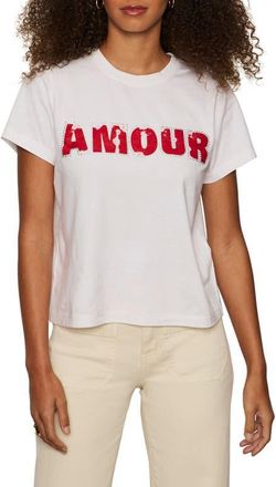 Sanctuary Organic Cotton T-Shirt in White/Cherry Lacquer at Nordstrom, Size Xx-Small