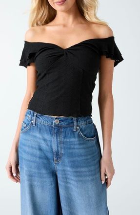 Guess Teodolinda Off the Shoulder Top in Jblack-Black at Nordstrom, Size X-Small
